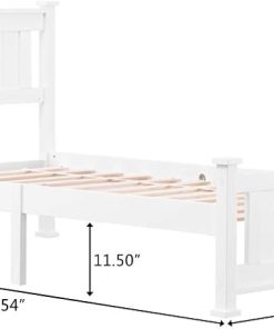 Bonnlo Twin Bed Frame Set for Kids and Adults with Headboard, White 2