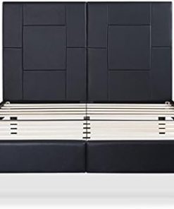 Olee Sleep 14 Inch Full Size Folding Metal Wood Bed Frame Black