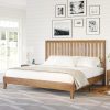 Mid Century Tufted Faux Leather Platform Bed Frame Queen White 4