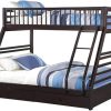 Pemberly Row Twin Over Queen Bunk Bed with Storage in Espresso Wood