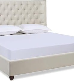 Manhattan Shelter King Platform Bed Frame in Light Beige Linen