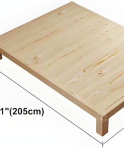 Soild Wood Bed Frame Without Headboard, Scandinavian Wood Panel Bed Standard Bed for Bedroom Guest Room, Natural Pine Platform Bed Frame, 59”W x 78.7”L x 11.8”H 2