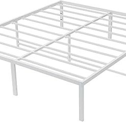 Heavy Duty 18 Inch Queen Bed Frame with Storage and Steel Slats