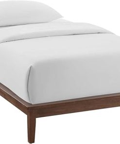 Modway Lodge Twin Bed Frame in Walnut Wood Platform Style