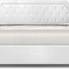 Mid Century Tufted Faux Leather Platform Bed Frame Queen White 3