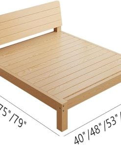 Scandinavian Natural Wood Bed Frame with Rectangular Headboard 2