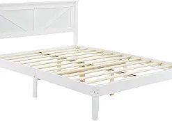 Full Size Farmhouse Bed Frame with Barn Door Headboard and Storage 2