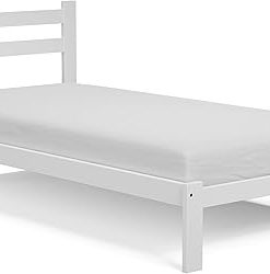 Twin XL Bed Frame Solid Pine Wood with Hardwood Slats White Finish