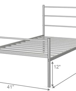 Giantex Twin Metal Bed Frame with Headboard and Footboard, Silver 2