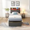 Full Size Upholstered Kids Bed Frame with Flower Headboard Red 3