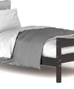 Twin Size KOMFOTT Wood Bed Frame with Headboard and Footboard 2