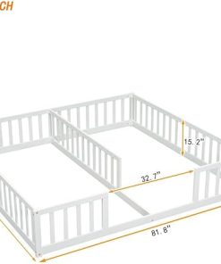 Twin Montessori Floor Bed for Toddlers with Guardrails in White 2