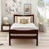 Wood Twin Bed Frame with Headboard Footboard No Box Spring Espresso