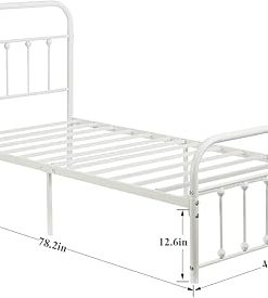 VECELO Twin Metal Bed Frame with Headboard and Footboard Support 2