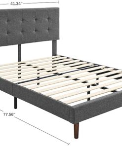 Twin Bed Frame with Adjustable Height Headboard and Wood Slat Support 2