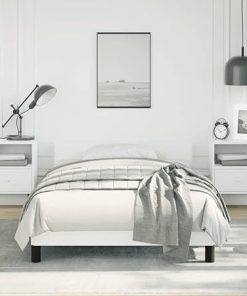 Modern Twin XL Bed Frame with Headboard Faux Leather Upholstery 2