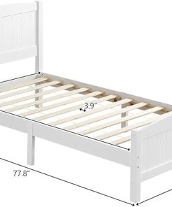Twin Wooden Bed Frame for Adults with Headboard and Footboard 2