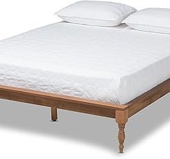 Romy Vintage French Inspired Queen Size Wood Bed Frame in Ash Walnut 2