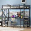 Gray Twin Size Bed Frame with Storage Bookcase for Kids and Teens 4