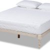 Modern Upholstered Platform Bed with Curved Headboard in Beige 4