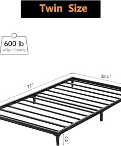 Metal Twin Bed Frame Heavy Duty Steel Slat Support Easy Assembly 2