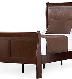 Louis Phillipe Traditional Wood Twin Bed Frame Elegant Sleigh Design 2