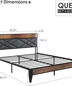 GAOMON King Size Bed Frame with Charging Station and Storage Shelf 2