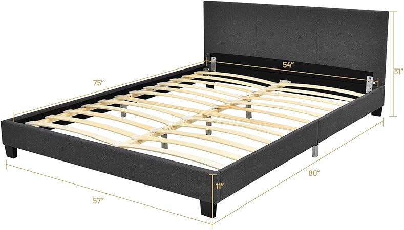Giantex Full Bed Frame Upholstered Platform Bed with Heavy Duty Slats 2 Giantex Full Bed Frame Upholstered Platform Bed with Heavy Duty Slats - Image 2