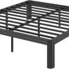 Full Bed Frame with Bookcase Headboard and LED Lights No Box Spring 3