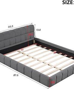 Merax Tufted Queen Bed Frame with 4 Drawers and Wingback Gray 2