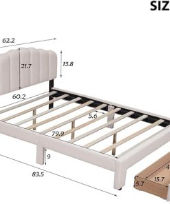Queen Size Upholstered Teddy Fleece Bed with Storage and USB Ports 2