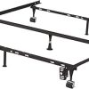 7 Leg Adjustable Metal Bed Frame with Center Support for Various Sizes