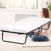 Folding Guest Rollaway Bed with Foam Mattress and Wheels for Easy Storage