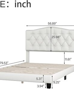 Tufted Button Trim Full Size Bed Frame with Upholstered Headboard 2