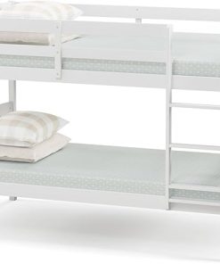 DORTALA Twin Over Twin Bunk Bed Solid Wood with Ladder and Guardrail