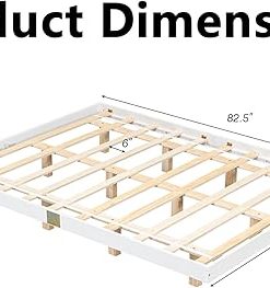 Japanese Floating Bed Frame with LED Lights, Queen Low Profile Design 2