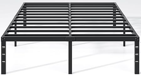 Queen Size Metal Bed Frame with Storage Easy Assembly 14 Inch Black 2 Queen Size Metal Bed Frame with Storage Easy Assembly 14 Inch Black - Image 2