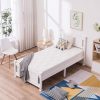 Bonnlo Twin Bed Frame with Headboard for Kids and Adults, White Wood