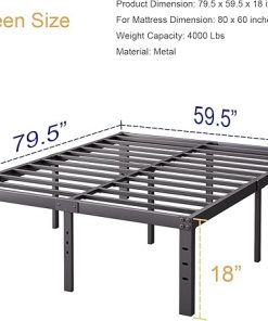 Queen Size 18 Inch High Metal Bed Frame with Heavy Duty Support 2