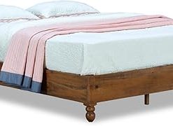 Rustic 12 Inch Solid Wood Bed Frame King Natural Finish No Boxspring