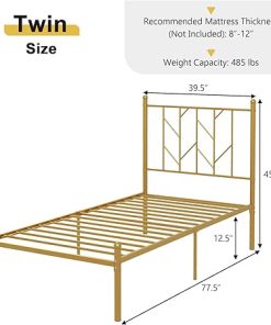 Giantex Twin Metal Bed Frame Victorian Style with 14 Slats Support 2