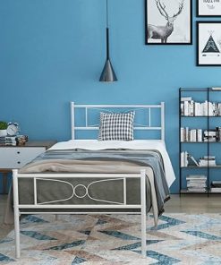 Twin Bed Frame with Headboard Storage for Boys Girls Adults 2