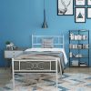 Twin Bed with Drawers Wood Frame with Headboard Platform Gray 3