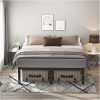 Cute Pink Twin Bed Frame with Storage Caddy for Teen Girls and Adults 4