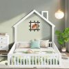 Merax Full Size Bed Frame with Trundle and Footboard in Walnut 4