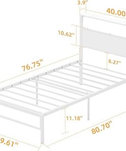 Weehom Twin Bed Frames for Kids with Wood Headboard No Box Spring 2