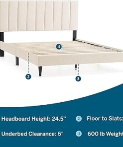 Lucid Twin Bedframe Upholstered Platform Bed Easy Assembly Pearl Color 2