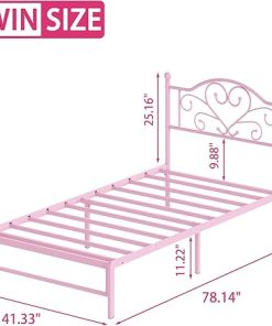 Elephance Pink Twin Bed Frame with Headboard and Storage Space 2