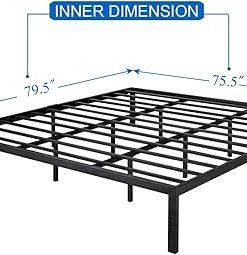 VECELO King Metal Platform Bed Frame Heavy Duty Steel Mattress Foundation 2