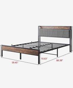 Anwick Industrial Queen Bed Frame with USB Ports and Storage 2